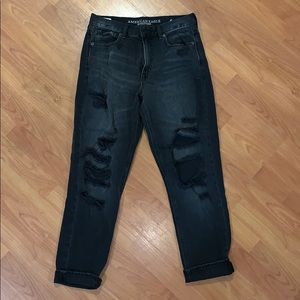 AE Distressed Black Mom Jeans